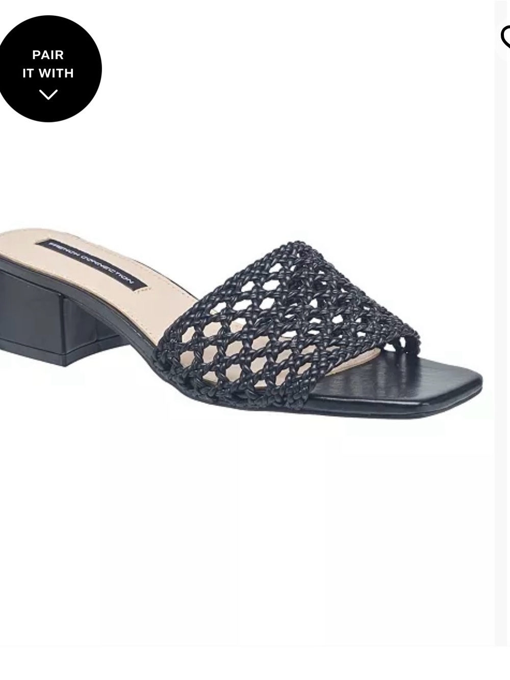 French Connection Black Woven Slide Mule